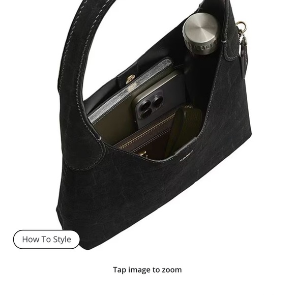 Coach Black Croc-Embossed Hobo Bag Brooklyn 28 - Picture 2 of 2